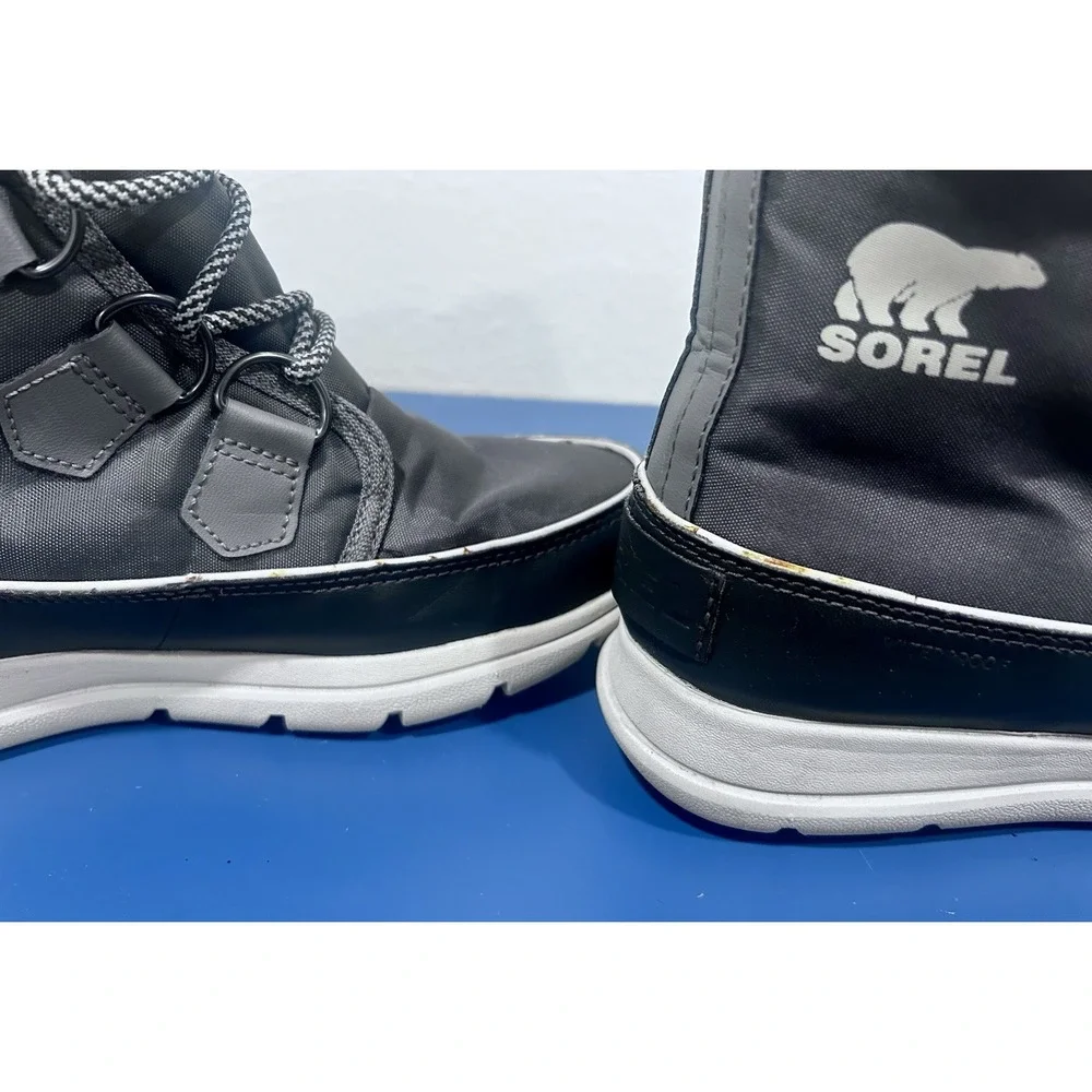 Sorel Explorer Carnival Waterproof Boots Shoes Faux Fur Collar Grey 7 Women's